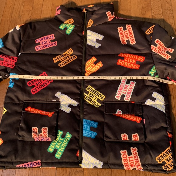 ALF Unisex Black Multicolor Logos Heavyweight Puffer Jacket | XXL - Picture 8 of 11